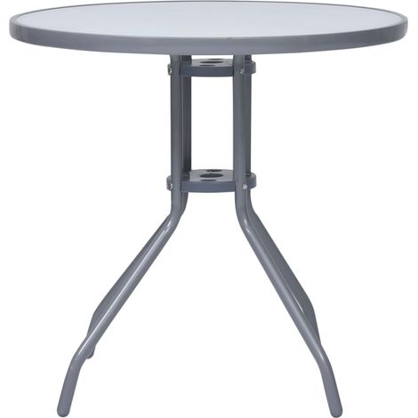 Maison Exclusive - Tavolo da Giardino Grigio Chiaro 80 cm in Acciaio e Vetro