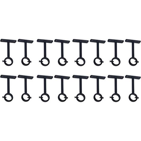 Soportes de techo para barras de cortina, soporte de techo resistente para barras de cortina de 1 pulgada (paquete de 16, negro) (1/4)