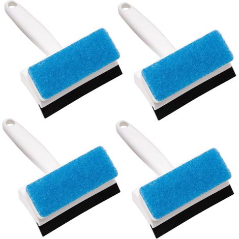4 Pièces Brosse de Nettoyage Murale Outil pour Carreaux Miroir et Salle de Bain Poignée Ergonomique pour Usage Facile Trace