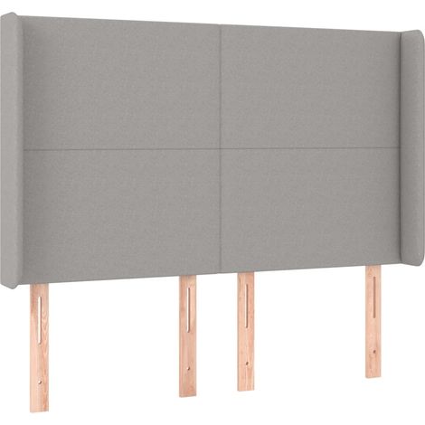 Cabecero accesorio de dormitorio iluminación LED 147 x 16 x 118/128 cm tela gris claro TDL0201386 (1/4)