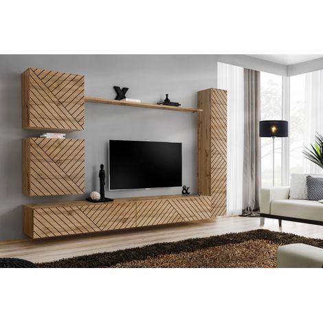 Ensemble de 6 meubles muraux "Switch VIII " pour TV en bois - Beige - L 340 x H 150 x P 40 cm - Livraison gratuite