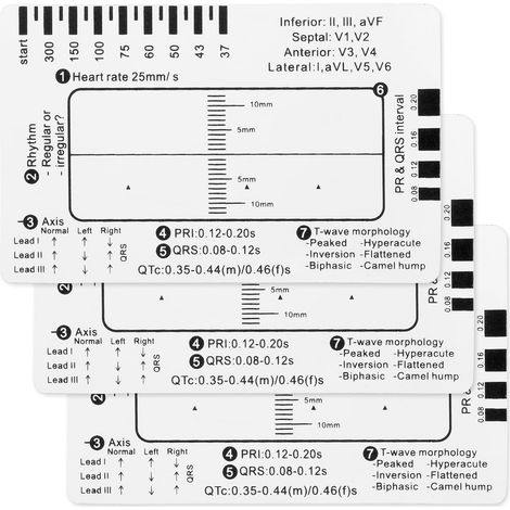 Règles ECG à 3 niveaux, règle de mesure en plastique transparent (1/5)
