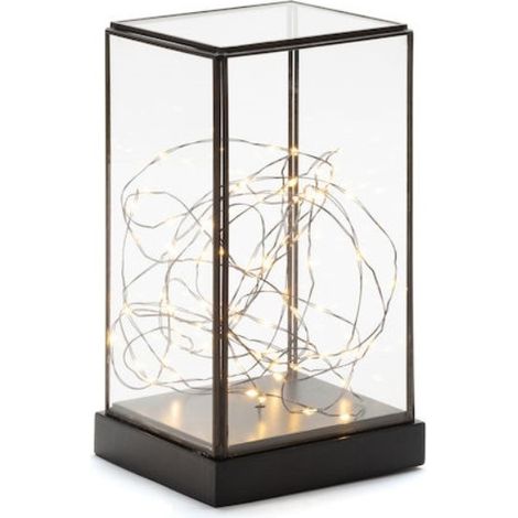 KONSTSMIDE 1818-870 LED Glaslaterne mit schwarzem Holzfundament (1/3)