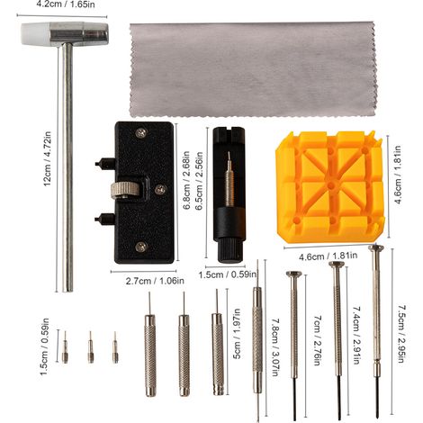 15-piece home watch repair kit: watch adjuster, strap adjuster, battery changer, case opener (15 pieces)--DTEKGAZ