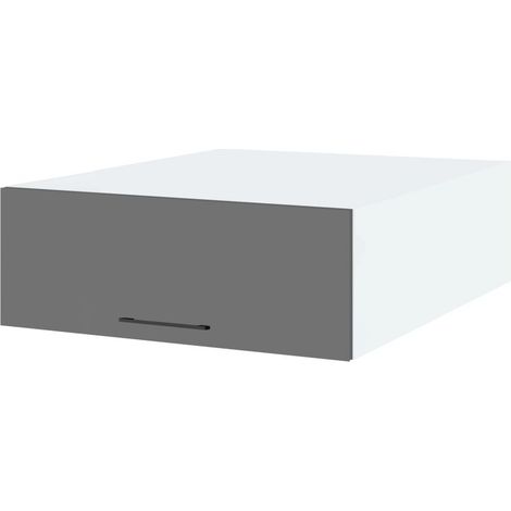 Meuble haut grande profondeur de cuisine Lovia Gris Mat 1 porte relevable L 80 cm - Porte avec poignée apparente Grey (1/3)
