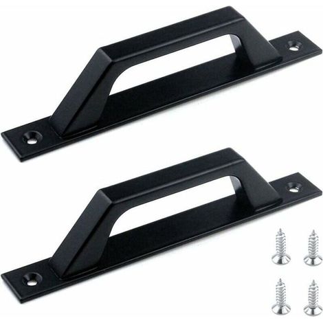 KLVGTIFS PU - Lot de 2 Poignées Noir de Porte 175mm Poignees pour Porte de Coulissante pour portes, placards, tiroirs, commodes, placards, (1/5)