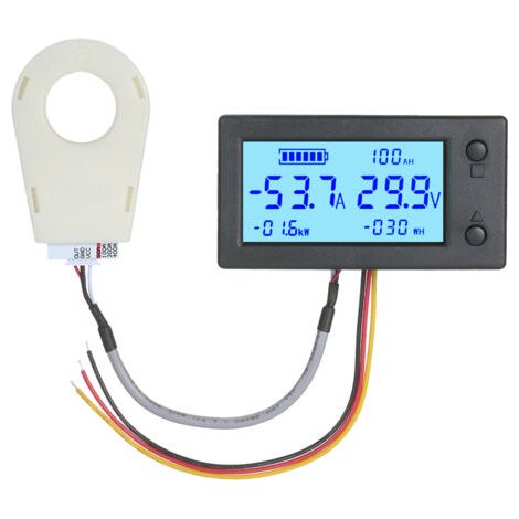 Voltmètre-ampèremètre DC 5-90V 5-en-1, indicateur capacité batterie, moniteur énergie, écran LCD, capteur effet Hall, pour solaire caravane camping-car