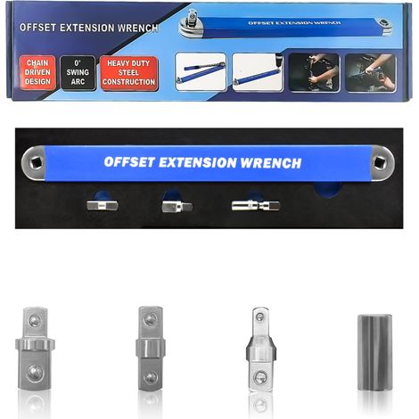 Set di chiavi di prolunga offset Impact Ready - Include adattatori da 1/4", 3/8" e 1/2" e una bussola da 1/4" - Ideale per spazi ristretti, aree limitate e elementi di fissaggio difficili da raggiunge