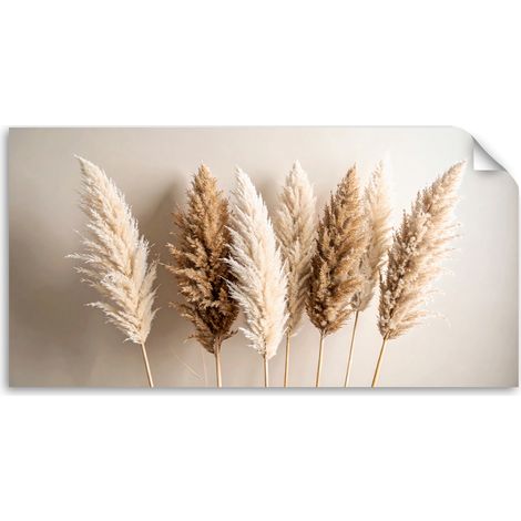 Selbstklebendes Poster – Wandsticker Trockenes Gras Pflanzen Natur beige 80x40 cm (1/3)