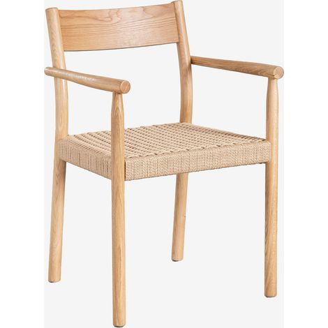 Sedia da pranzo in legno di rovere e corda intrecciata Mara SKLUM            