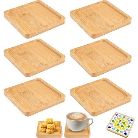 quadratische Bambusuntersetzer, kleine 9 cm Holztabletts, Bambus-Mosaik-Untersetzer für DIY-Bastelsets, quadratische Tabletts für Tassen und Getränke (1/5)