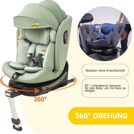 Siège auto pivotant 360° Jovikids, ISOFIX, i-Size 40-150 cm, de 0 à 12 ans, dos route, inclinable, capote amovible, certifié ECE R129. (1/5)
