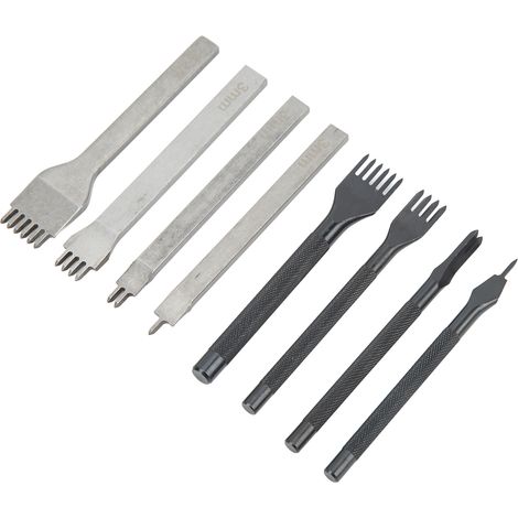 Ensemble de 8 poinçons pointus de 3 mm, disponibles en alliage à une, deux, quatre et six dents, adaptés à la perforation pour la couture dans les travaux du cuir. (1/5)