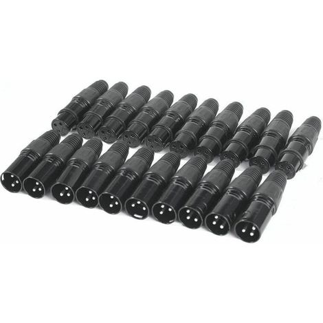 Lot de 20 connecteurs XLR à 3 broches pour micro - 10 mâles et 10 femelles - Prise audio pour une conductivité élevée et un bruit ultra faible