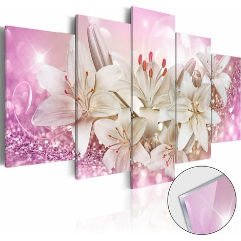 Tableau sur verre parade nuptiale rose - 200 x 100 cm (1/4)