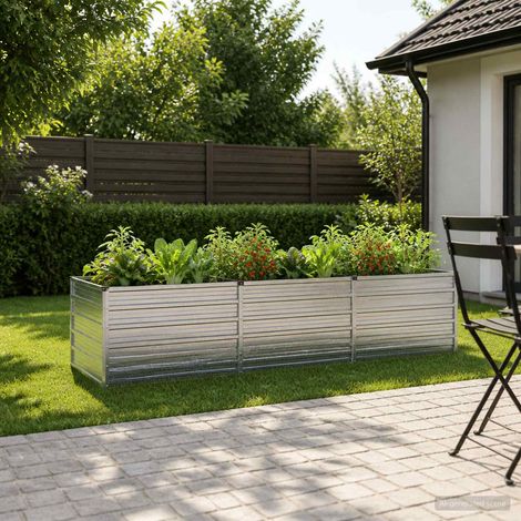 Jardin surélevé Argenté 240 x 80 x 55 cm galvanisé (1/5)