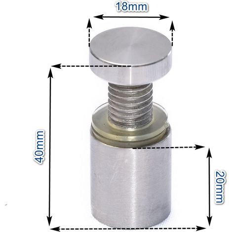 Abstandshalter Glas Halterung Schilderbefestigung Wandabstand Edelstahl 20 mm (1/5)