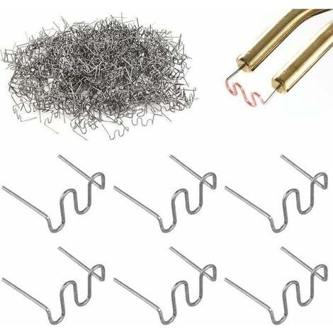 500 Pieces 0.8mm Metal Hot Staples, Plastic Welding Staples, Welding Rods, Tungsten Steel Hot Staples, Plastic Repair Staples for Bodywork Welding (1/4)