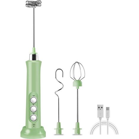Montalatte elettrico, montalatte ricaricabile tramite USB, macchina per schiumare il latte elettrica a 3 fasi con frusta in acciaio inox per caffè e cappuccino (1/5)