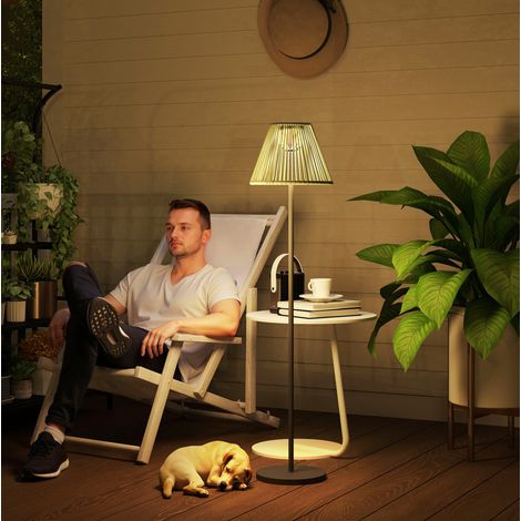 Lampada solare da terra per esterno in rattan PE grigio con 25 LED Ø33 x 135 cm (1/5)