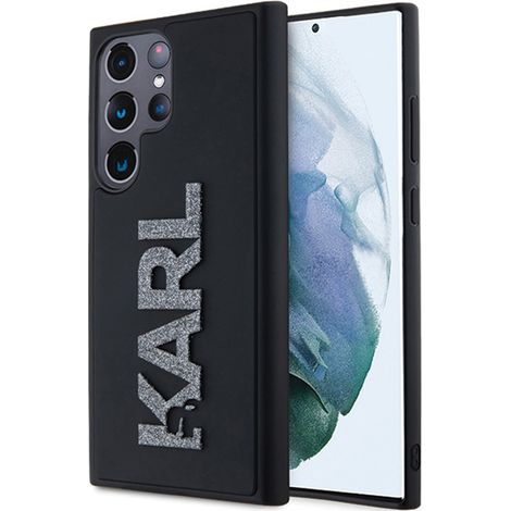 Karl Lagerfeld 3D-Glitzerlogo aus Gummi – Samsung Galaxy S23 Ultra Hülle (Schwarz) (1/5)