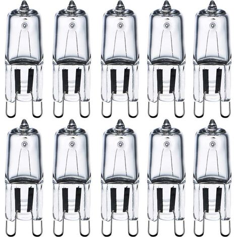 Ampoules halogènes G9 230 V 25 W 2800 K blanc chaud transparentes, ampoule à capsule G9 dimmable, paquet de 10 [Classe énergétique G] (1/5)