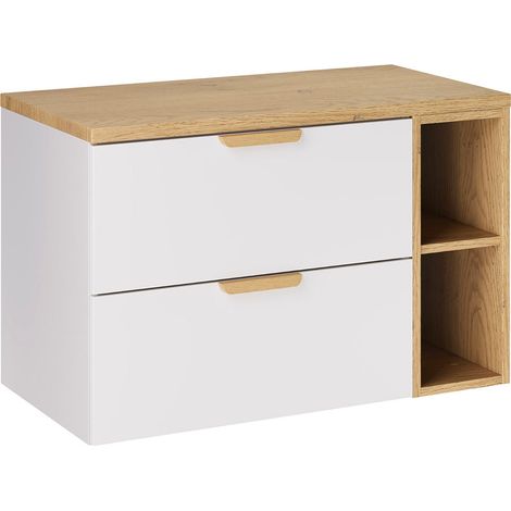 Meuble sous-vasque 80cm 2 niches Oria Blanc mat (1/5)
