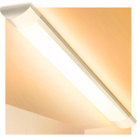 Réglette LED 90cm - 1 Unité - Aluminium et PC - Éclairage 3600LM Sans Scintillement - Pour Bureau Garage Atelier - Blanc Chaud 3200K