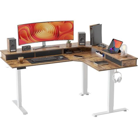 Elektrischer L-Form Schreibtisch 3 Motoren Höhenverstellbar 160x120 cm (1/5)