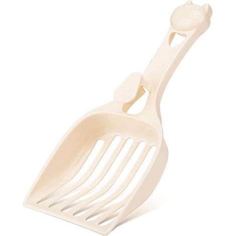Pelle à litière pour chat à larges fentes, en plastique durable, facile à tamiser, blanc laiteux. (1/4)
