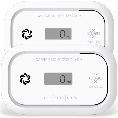 2er Set Kohlenmonoxid-Melder mit Batterie, 85dB Alarm und optischer Warnung