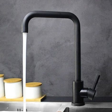 Miscelatore rubinetto monocomando per lavabo cucina canna alta nero opaco 79828