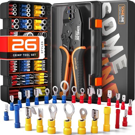 Pince à Sertir, Pince à Sertir Cosse Electrique 0,34-6 mm² avec 26 Tailles de Cosses Electriques à Sertir, Cosse à Sertir, Cosses Electriques, Cosses de Câble Isolées, Pince Sertir Cosse (1/5)