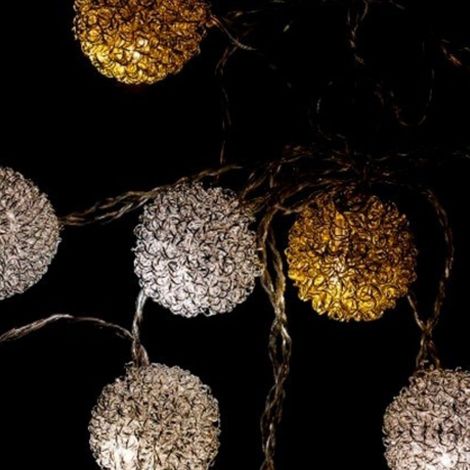 Ghirlanda Led 10 Sfere Argento e Oro