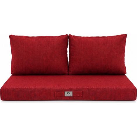 Ensemble Coussins Salon Jardin 100x50 Rouge Bordeaux - 1 Assise + 2 Dossiers (Premium 270g) (1/5)