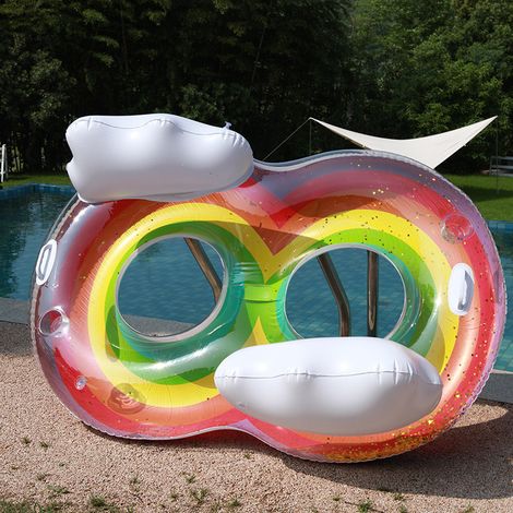 Bain de soleil gonflable avec matelas et porte-gobelet intégrés, idéal pour les adultes et les jardins. (1/5)