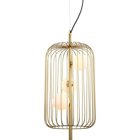 Italux Hayden - Pendente a sospensione moderno dorato a 3 luci con oro, paralume bianco, G9 (1/3)