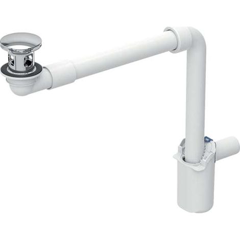 Geberit Waschbeckenablauf Raumsparmodell schmale Ausführung, Außenventilstopfen, Druckbetätigung D 32mm, Hochglanz verchromt