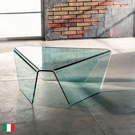 Tavolino da caffè in Vetro Curvato trasparente L 90 Made in Italy - Corsaro (1/3)