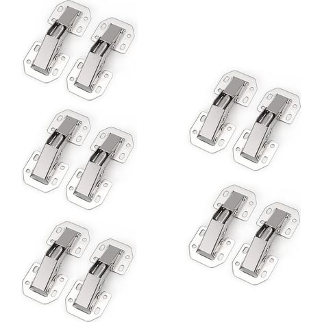 Lot de 10 charnières à recouvrement total à 90° pour portes de placards de cuisine, fixation en applique, vis incluses - Installation facile (1/5)