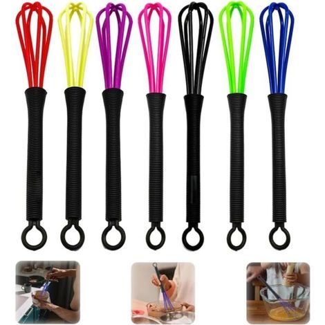 Rührwerkzeug, 7-teiliger Küchen-Schneebesen aus Kunststoff, Mini-Ballon-Schneebesen, Rührwerkzeug, Schneebesen, Friseur-Kunststoff zum Mischen/Schlagen von Küchenutensilien und Backen
