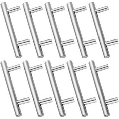 ALLIANDISLot de 10 Poignee de Meuble Cuisine,Poignee Meuble Poignee Porte Cuisine Acier Inoxydable Poignée Tiroir Entraxe 64mm Poignée Placard Cuisine,Surface Brossée (1/5)