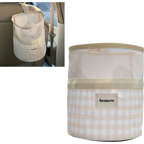Sac dossier de siège auto jaune, grand rangement dossier voiture, design ouvert, capacité spacieuse, finition soignée (1/5)