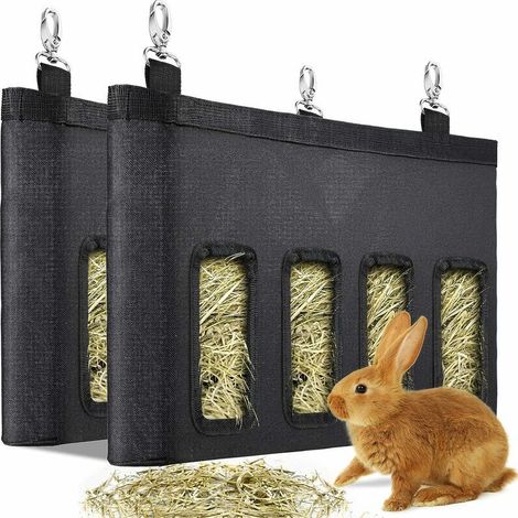 2 Pièces Sacs de Mangeoire de Foin pour Lapin, Sac de Mangeoire de Foin de Cochon d'Inde, Sac de Mangeoire de Foin Suspendu pour Petits Animaux (1/5)