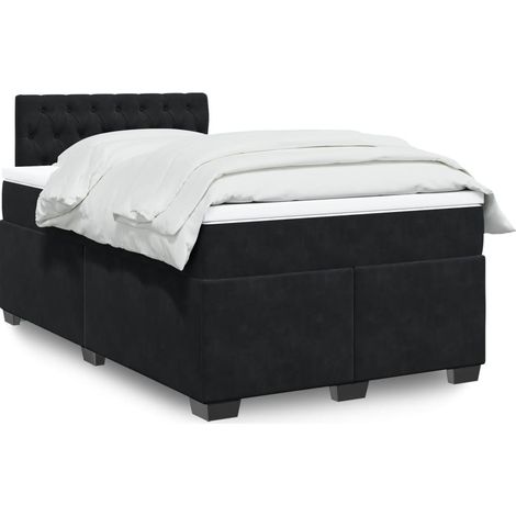 vidaXL Giroletto a Molle con Materasso Nero 120x190 cm in Velluto (1/5)
