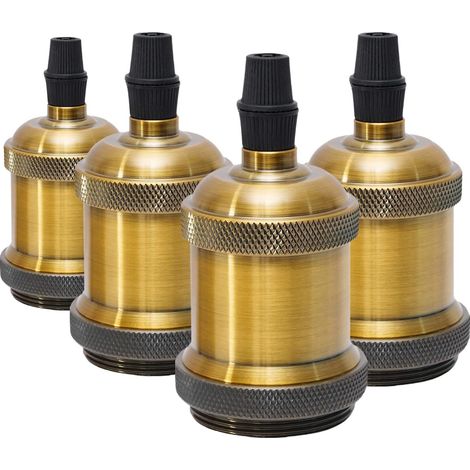 Portalámparas Edison E27 vintage, 4 portalámparas de techo, base para lámpara colgante retro, portalámparas colgante, adaptador de lámpara, latón antiguo (1/5)
