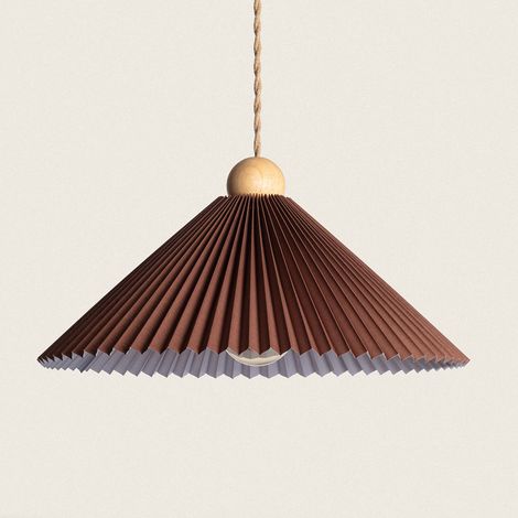Lampada a Sospensione Legno e Tessuto Luanda Marrone