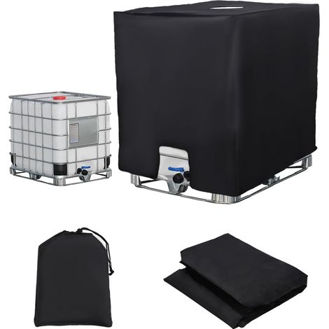 Plane für 1000-Liter-IBC-Container, Wassertankabdeckung, UV-beständig und staubdicht, IBC-Containerabdeckung, Schutzhülle (120 x 100 x 116 cm, Schwarz)