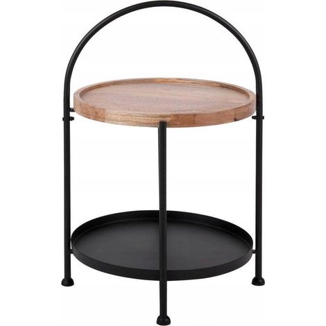 Boltze Mesa Bandeja Negra Diámetro 39 cm Altura 55 cm