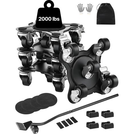 Diable de meuble robuste, charge max 1200 lbs, roues pivotantes 360°, acier carbone, pour déplacer canapé, frigo, machine à laver. (1/5)
